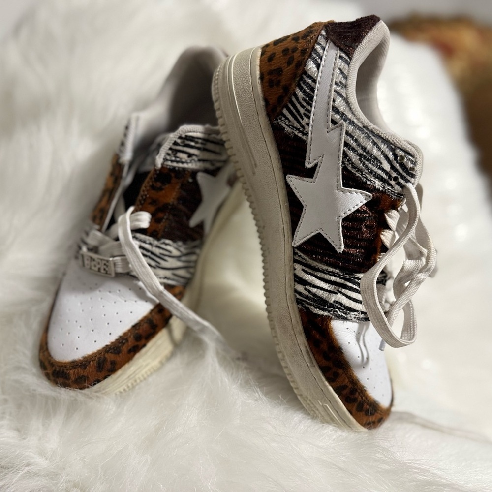 Animal Print Sneakers with Star Detail